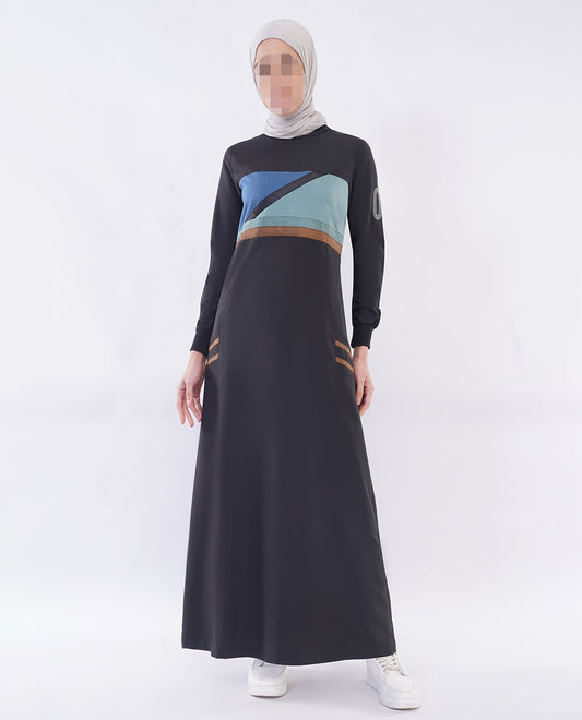 Silk Route - Urban Noir Contrast Panel Jilbab 0789