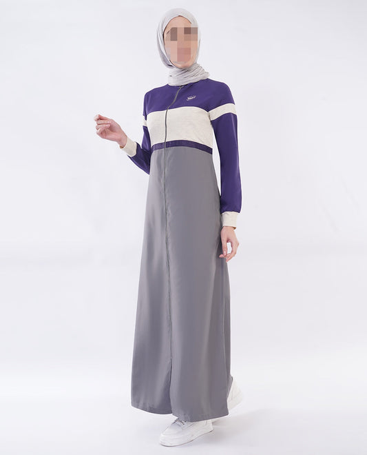 Silk Route - Urban Flow Grey and Plum Blue jilbab 0782