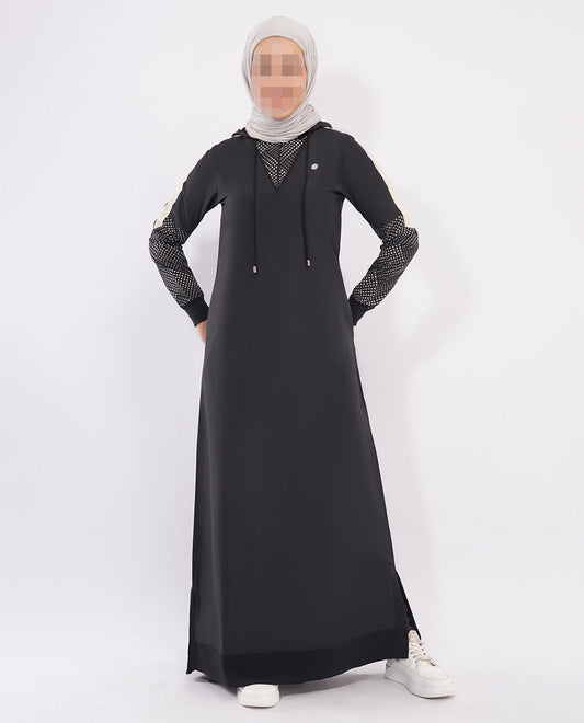 Silk Route - Midnight Black Detachable Hood Jilbab 0784