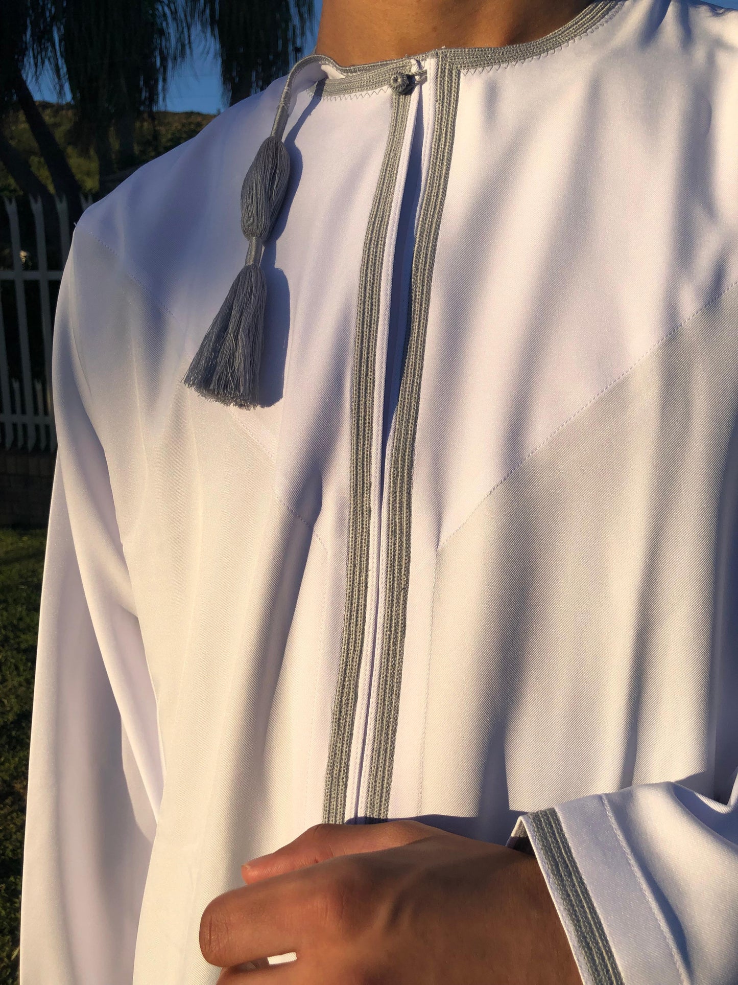 Omani White & Grey Dishdasha