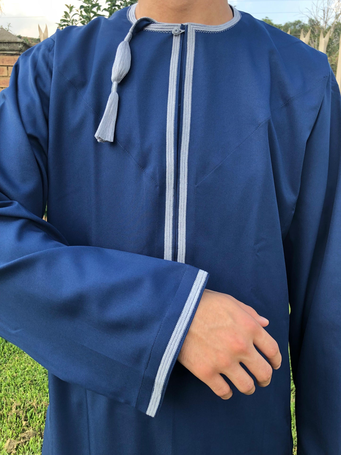 Omani Navy & Grey Dishdasha