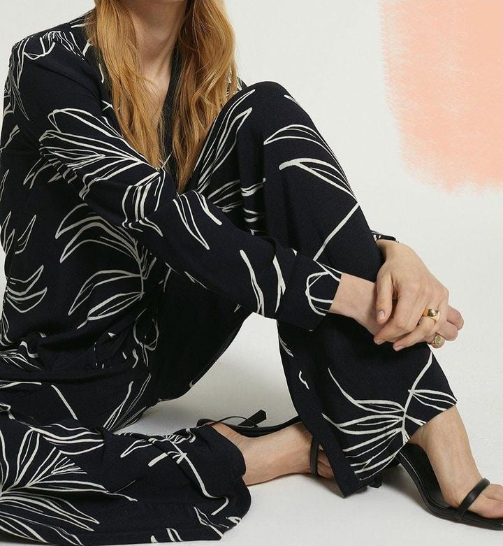 Black Leaf Print Co-Ord Set