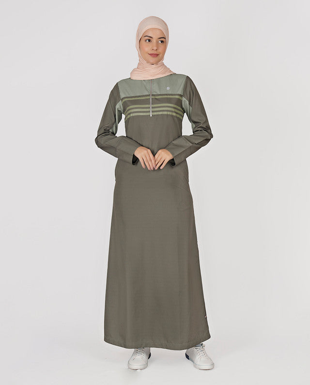 Military Green Band Collar Jilbab