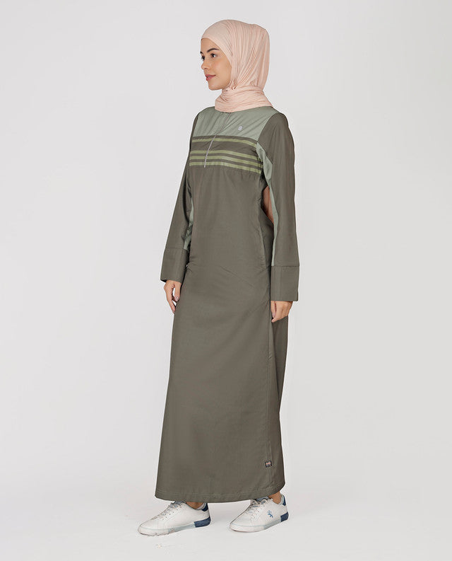 Military Green Band Collar Jilbab