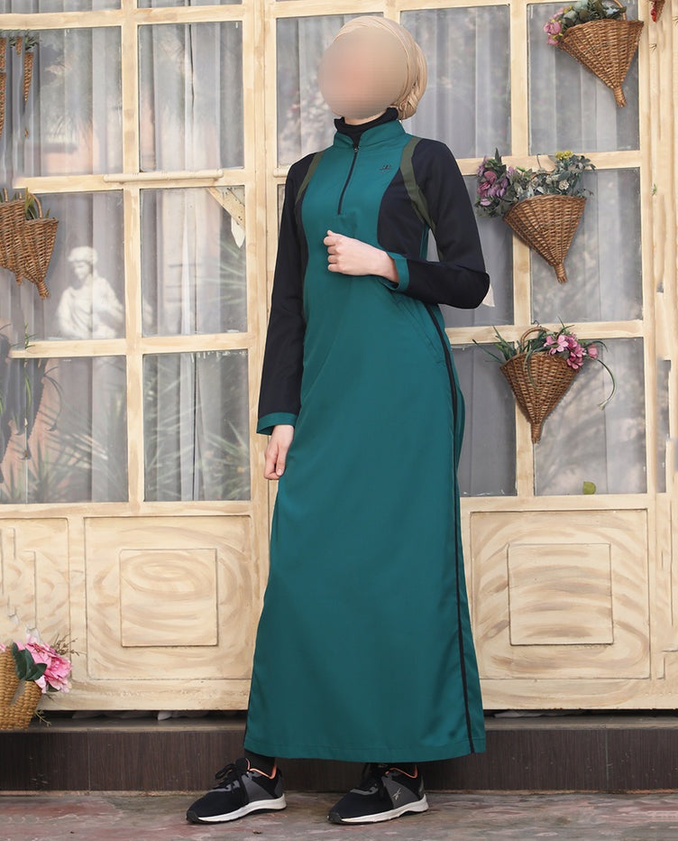 Silk Route - Teal & Black Essential Jilbab 0762
