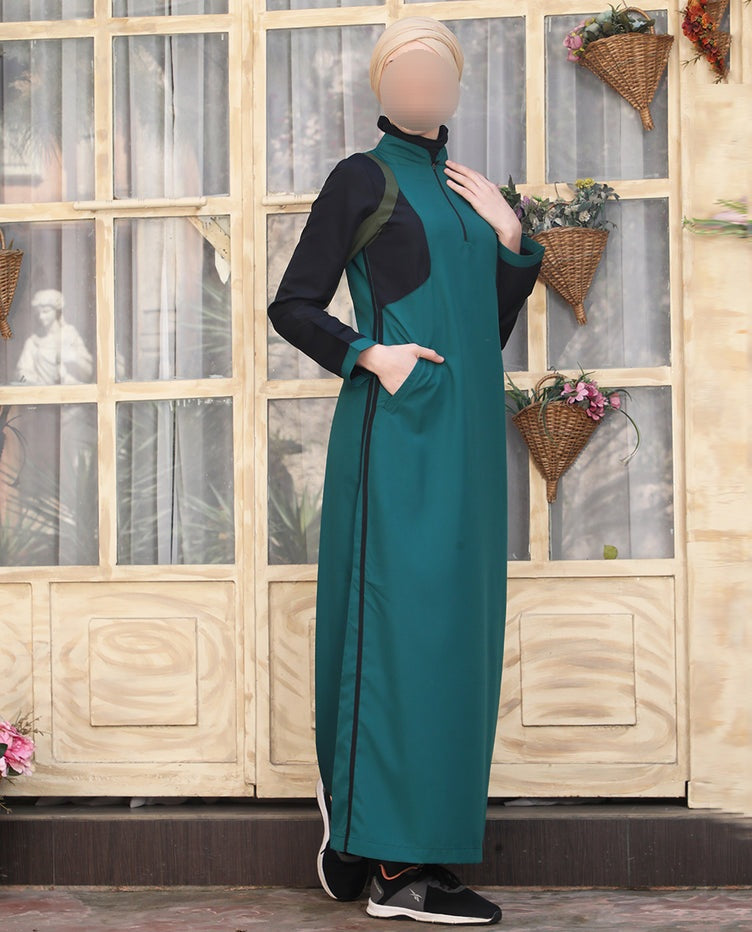 Silk Route - Teal & Black Essential Jilbab 0762
