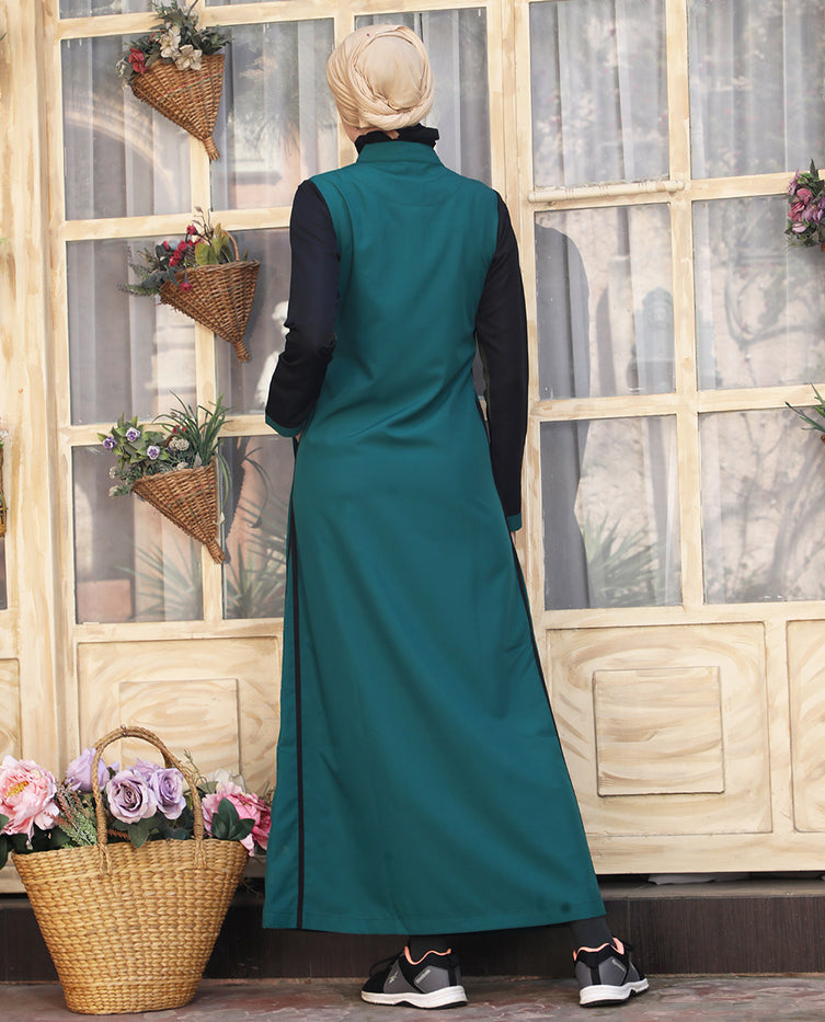 Silk Route - Teal & Black Essential Jilbab 0762