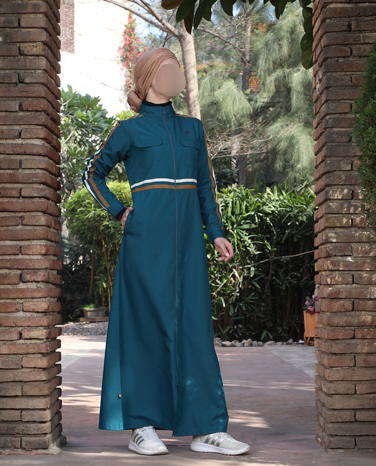 Silk Route - Urban Teal Striped Jilbab 0766