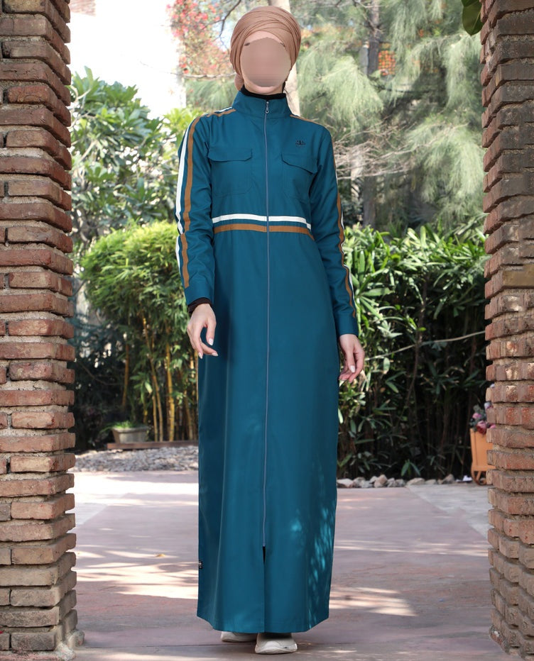 Silk Route - Urban Teal Striped Jilbab 0766