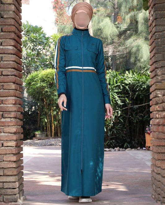 Silk Route - Urban Teal Striped Jilbab 0766