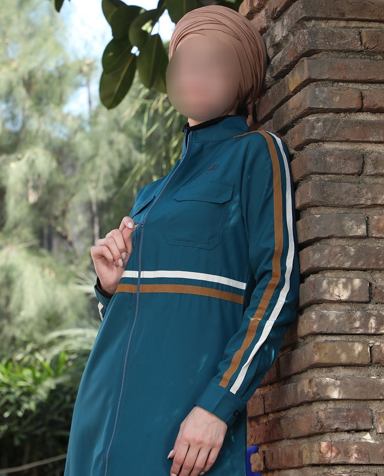 Silk Route - Urban Teal Striped Jilbab 0766