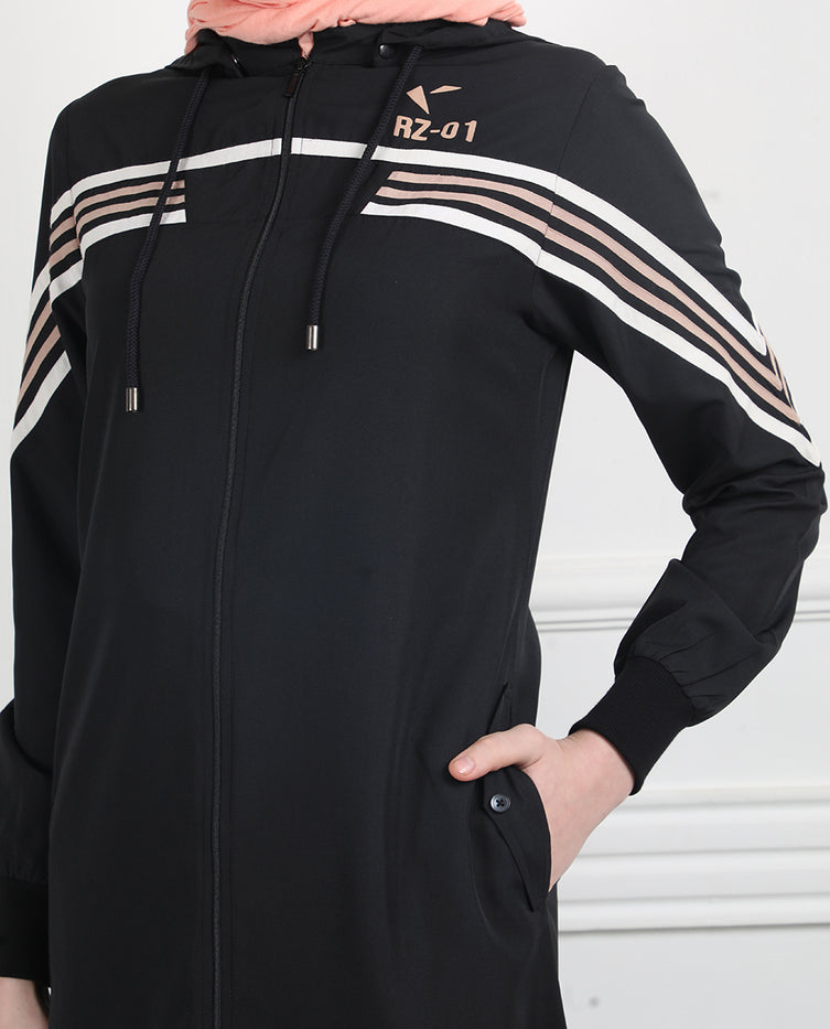 Silk Route - Black Stripe Utility Jilbab 0767