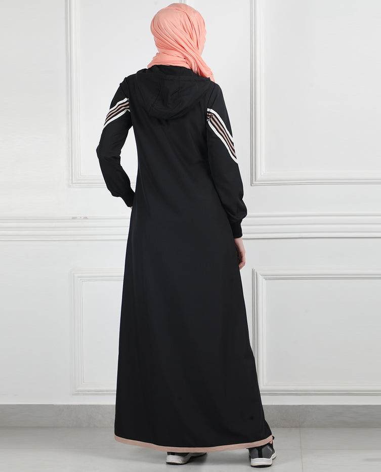 Silk Route - Black Stripe Utility Jilbab 0767