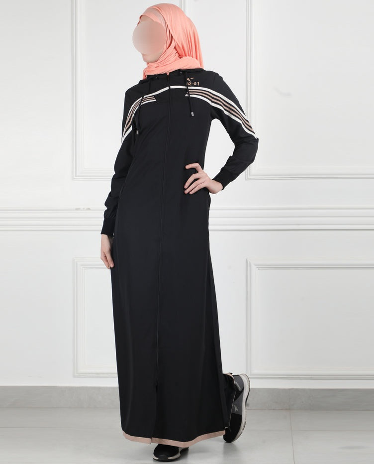Silk Route - Black Stripe Utility Jilbab 0767