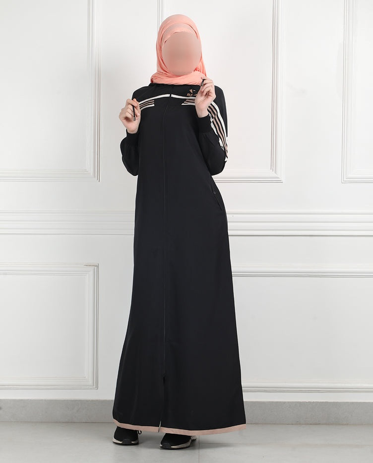 Silk Route - Black Stripe Utility Jilbab 0767