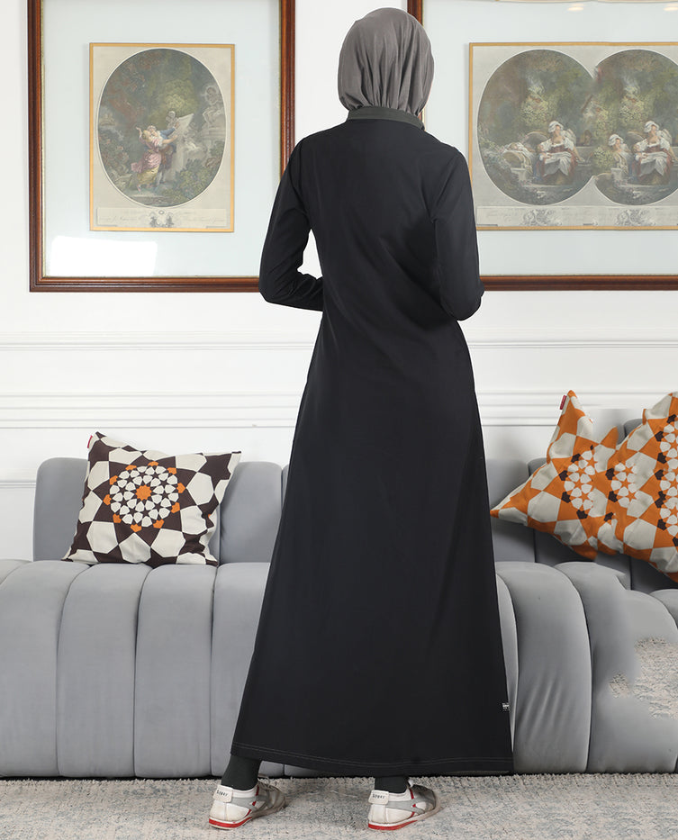 Silk Route - Midnight Contrast Full Front Open Jilbab 0765C