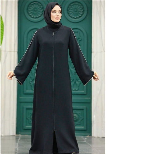 Black Full Zip Abaya