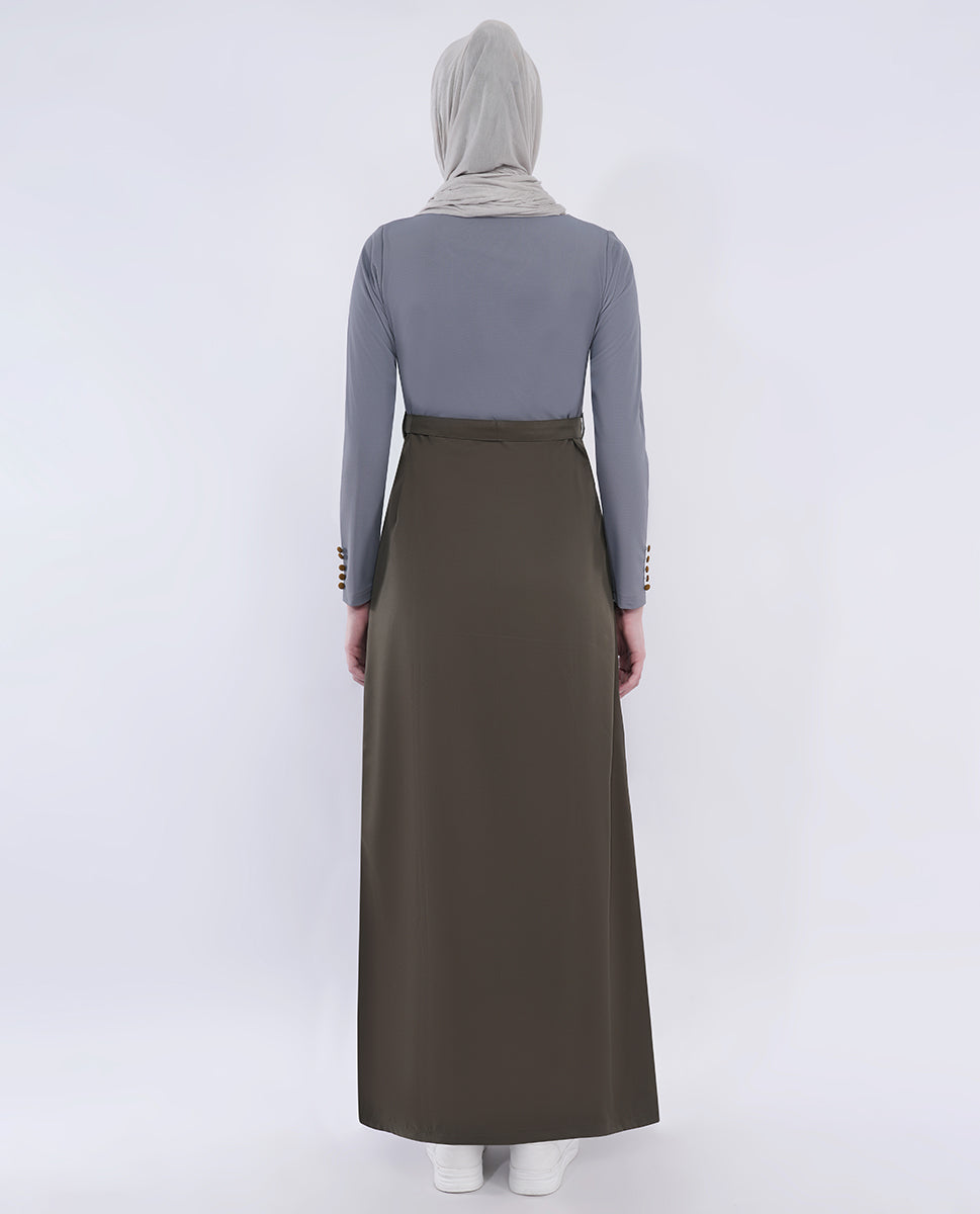 Silk Route - Olive & Grey Urban Belted Jilbab 0792
