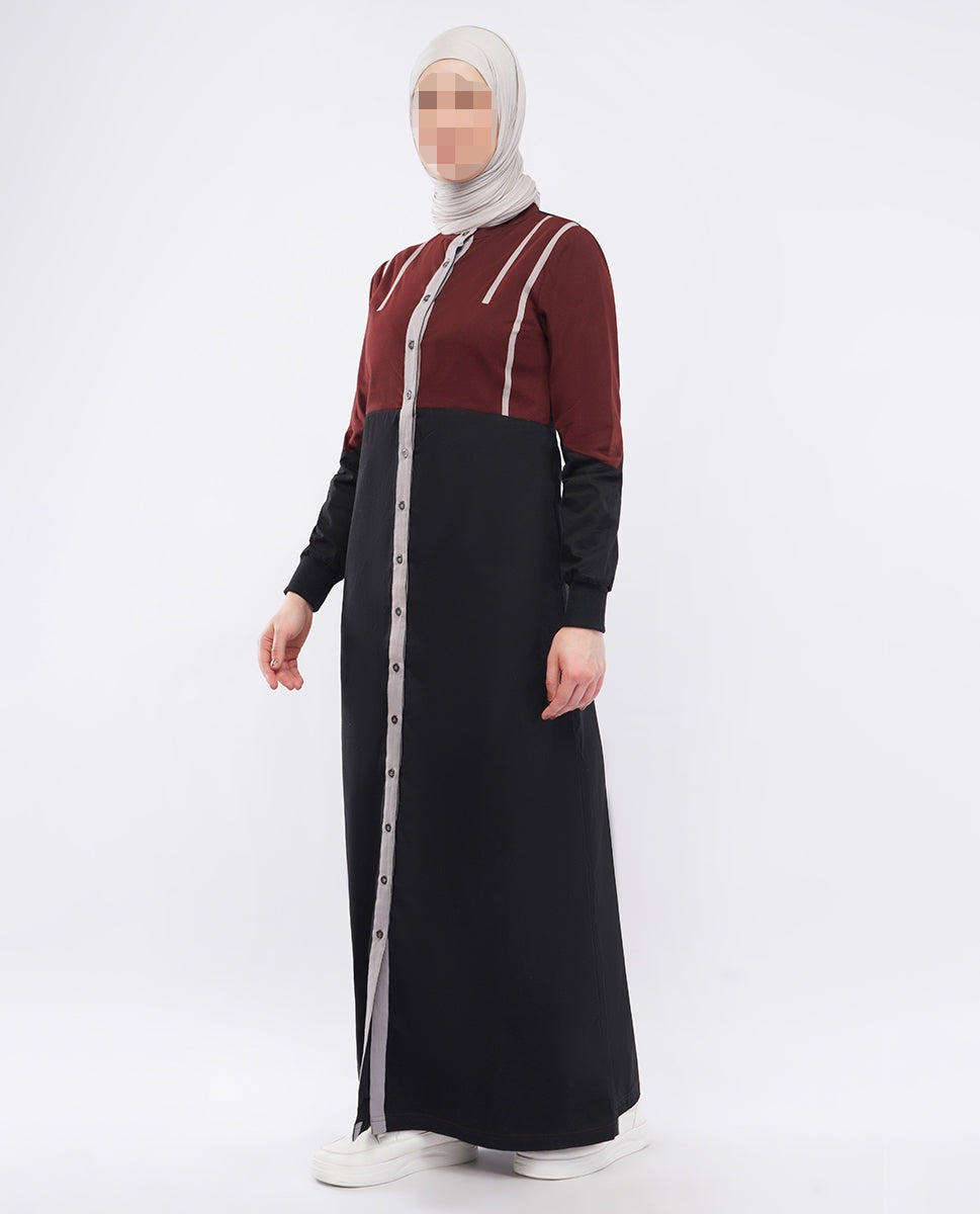 Silk Route - Contrast Edge Full Front Open Jilbab 0429