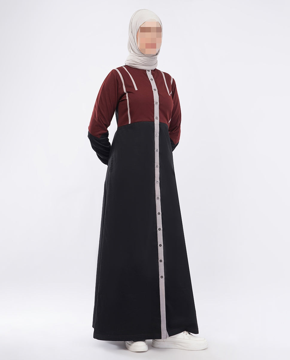 Silk Route - Contrast Edge Full Front Open Jilbab 0429