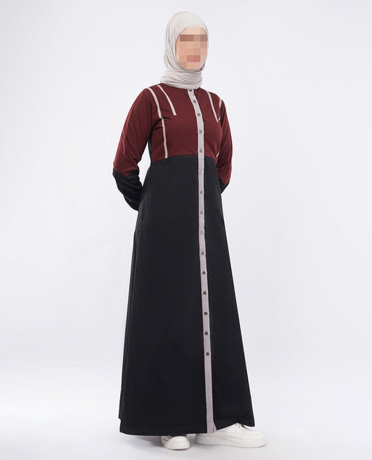 Silk Route - Contrast Edge Full Front Open Jilbab 0429