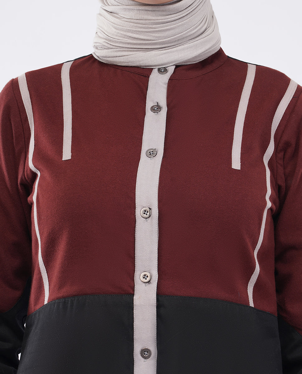 Silk Route - Contrast Edge Full Front Open Jilbab 0429
