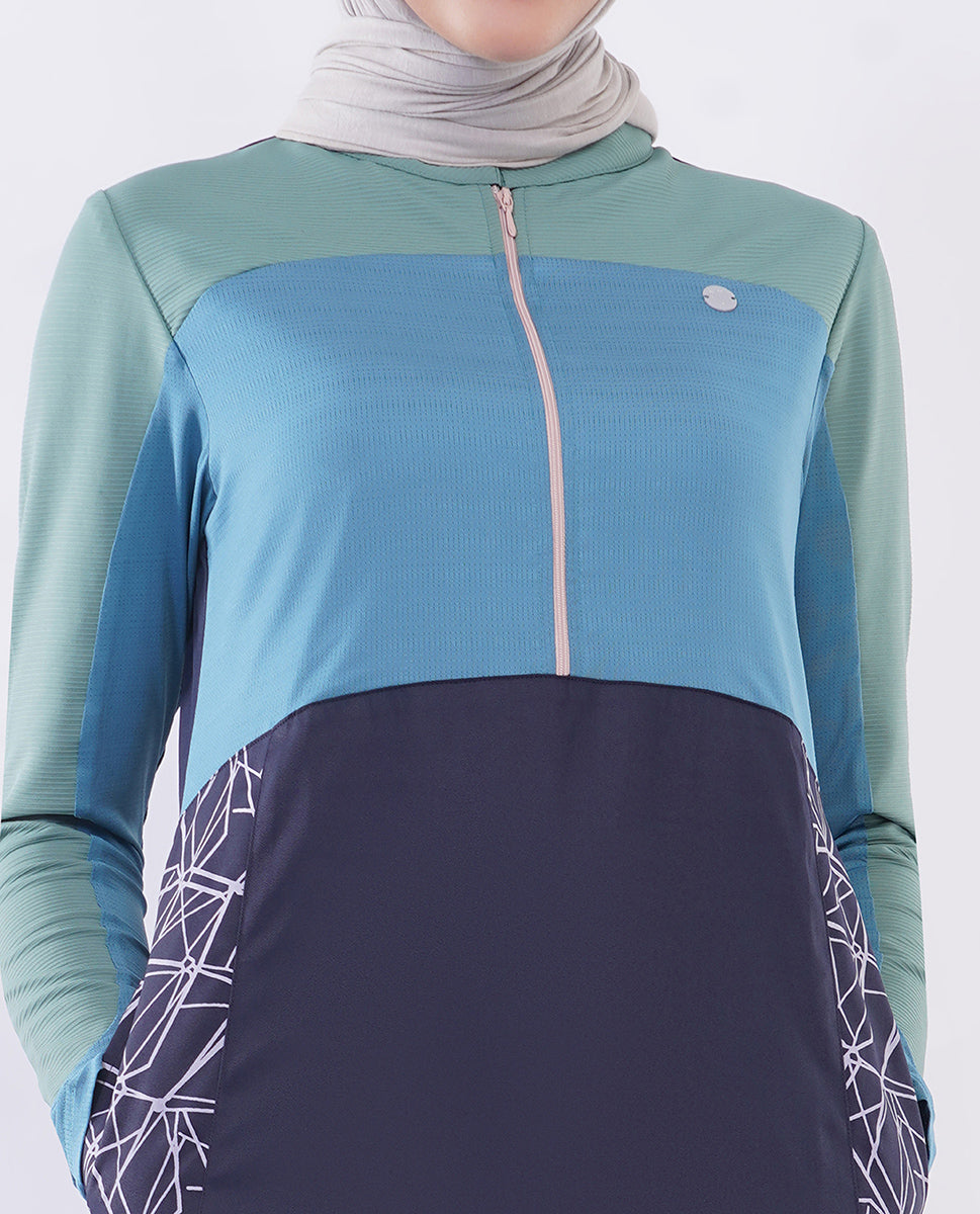 Silk Route - Oceanic Breeze Color Contrast Jilbab 0781A