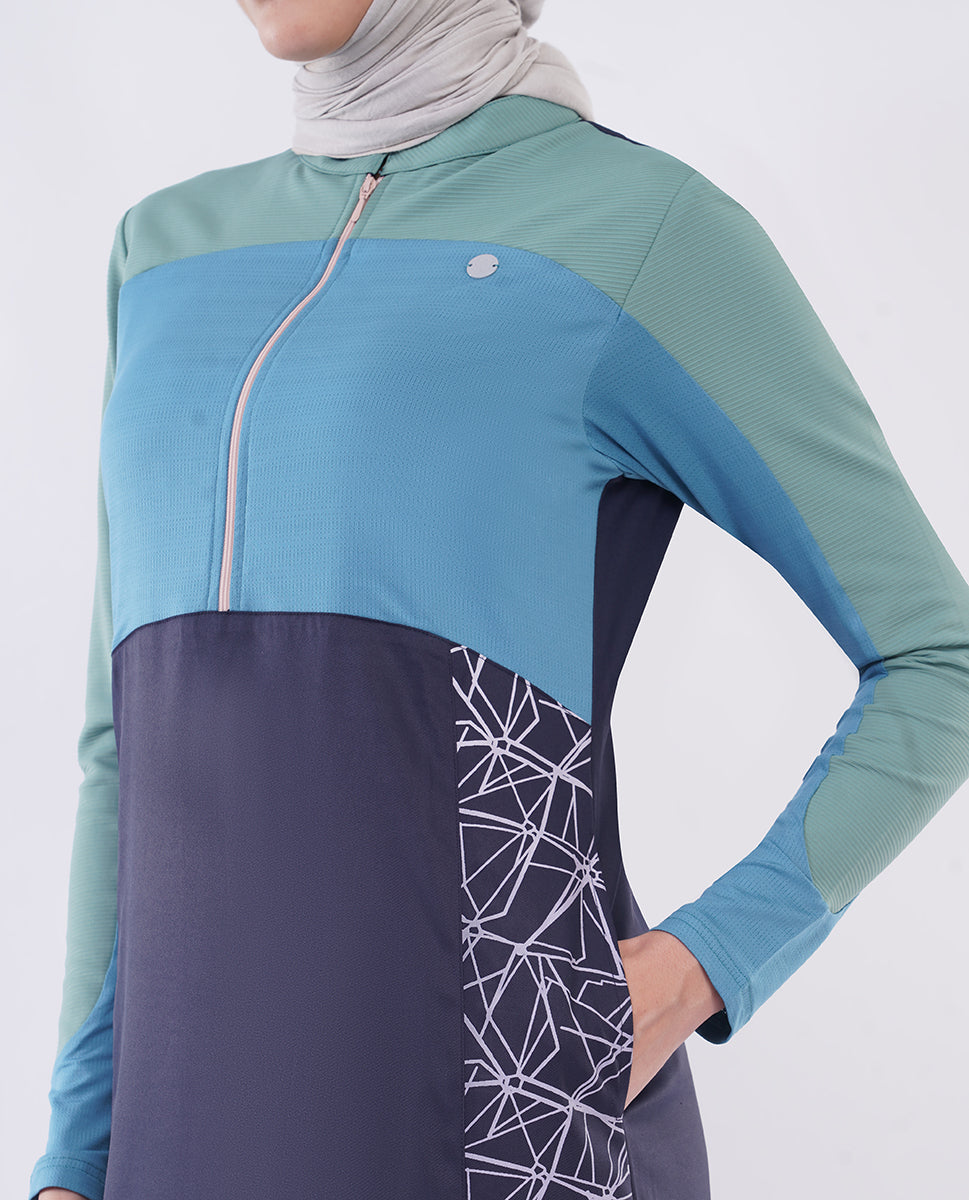 Silk Route - Oceanic Breeze Color Contrast Jilbab 0781A