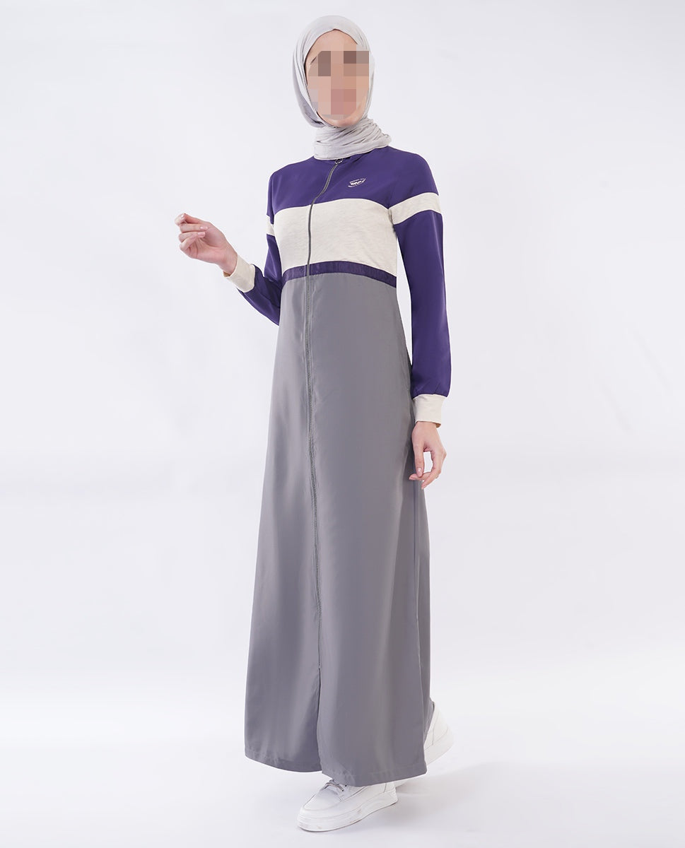 Silk Route - Urban Flow Grey and Plum Blue jilbab 0782