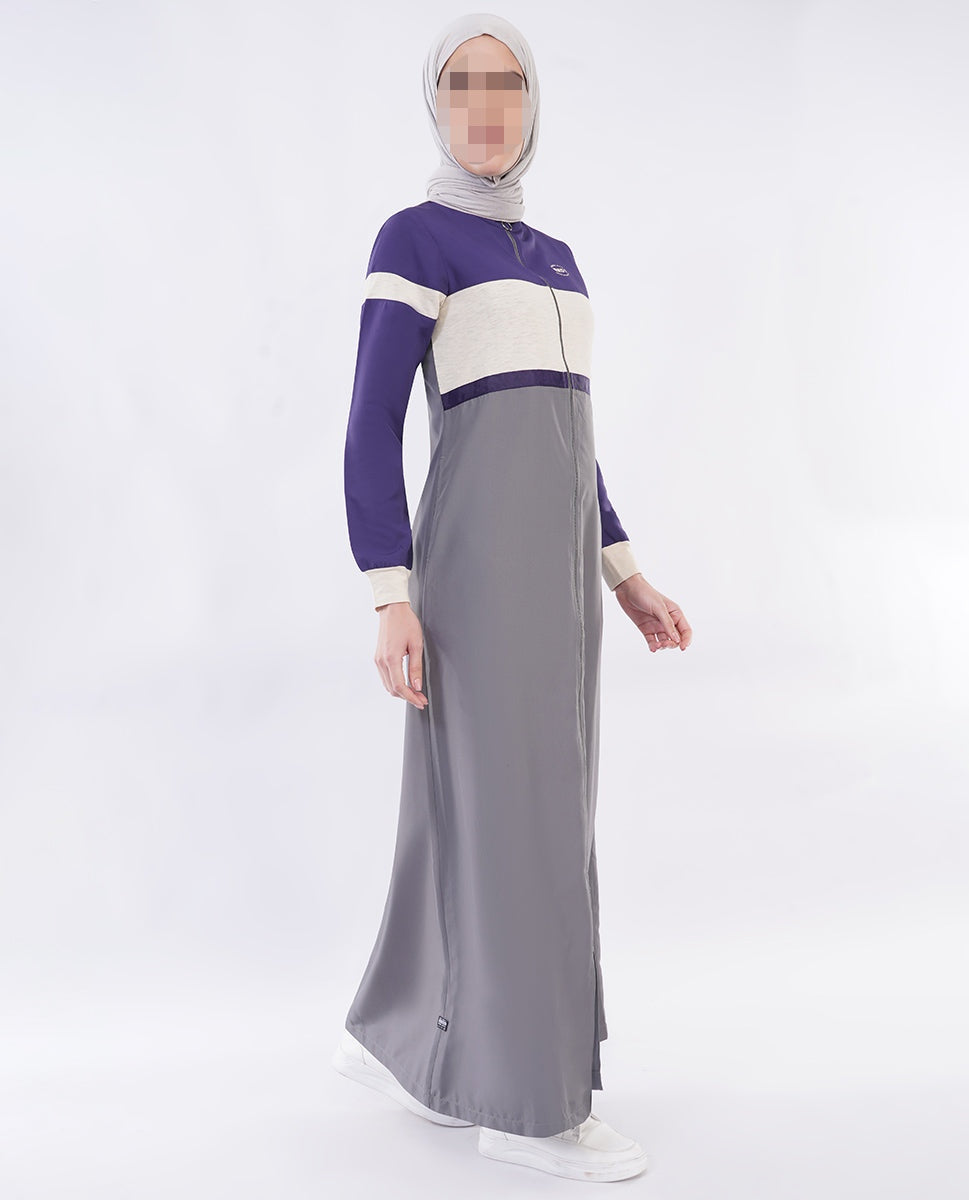 Silk Route - Urban Flow Grey and Plum Blue jilbab 0782
