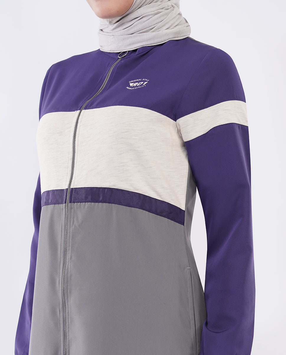 Silk Route - Urban Flow Grey and Plum Blue jilbab 0782