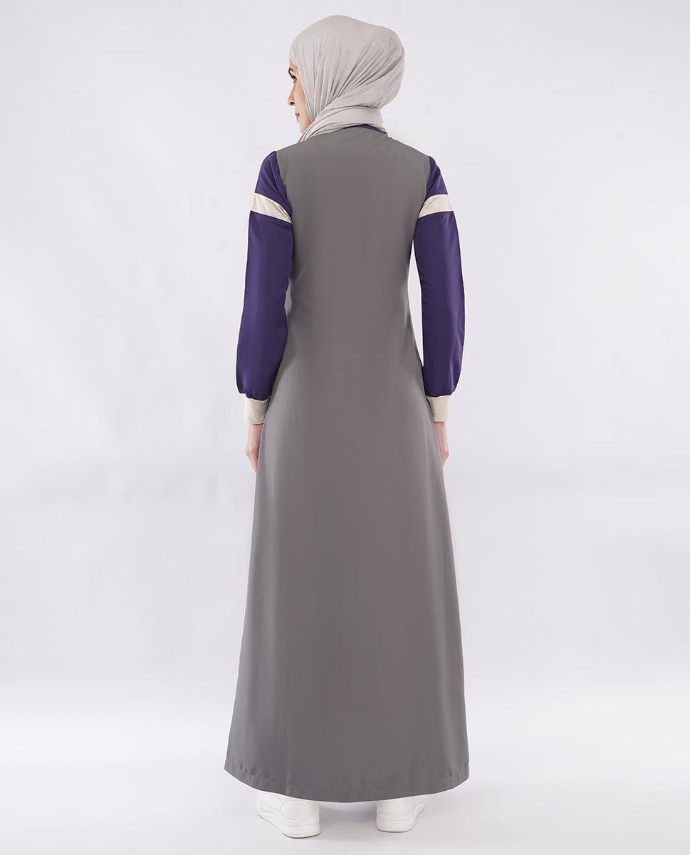 Silk Route - Urban Flow Grey and Plum Blue jilbab 0782