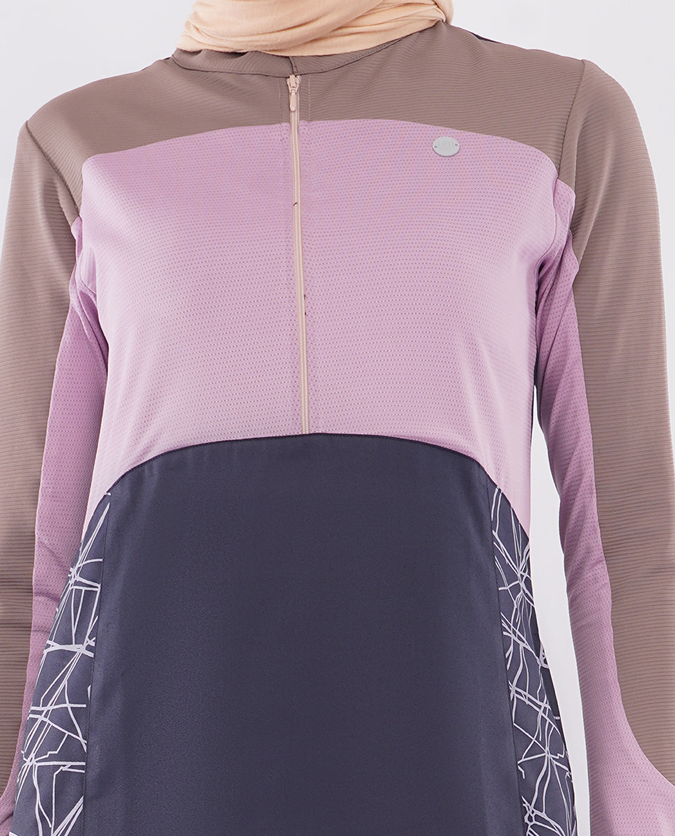 Silk Route - Mauve Story Color Contrast Jilbab 0781B