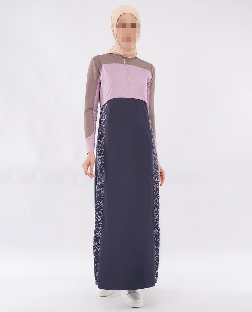 Silk Route - Mauve Story Color Contrast Jilbab 0781B