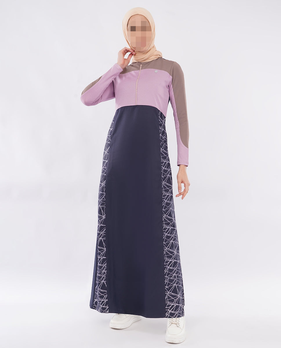 Silk Route - Mauve Story Color Contrast Jilbab 0781B