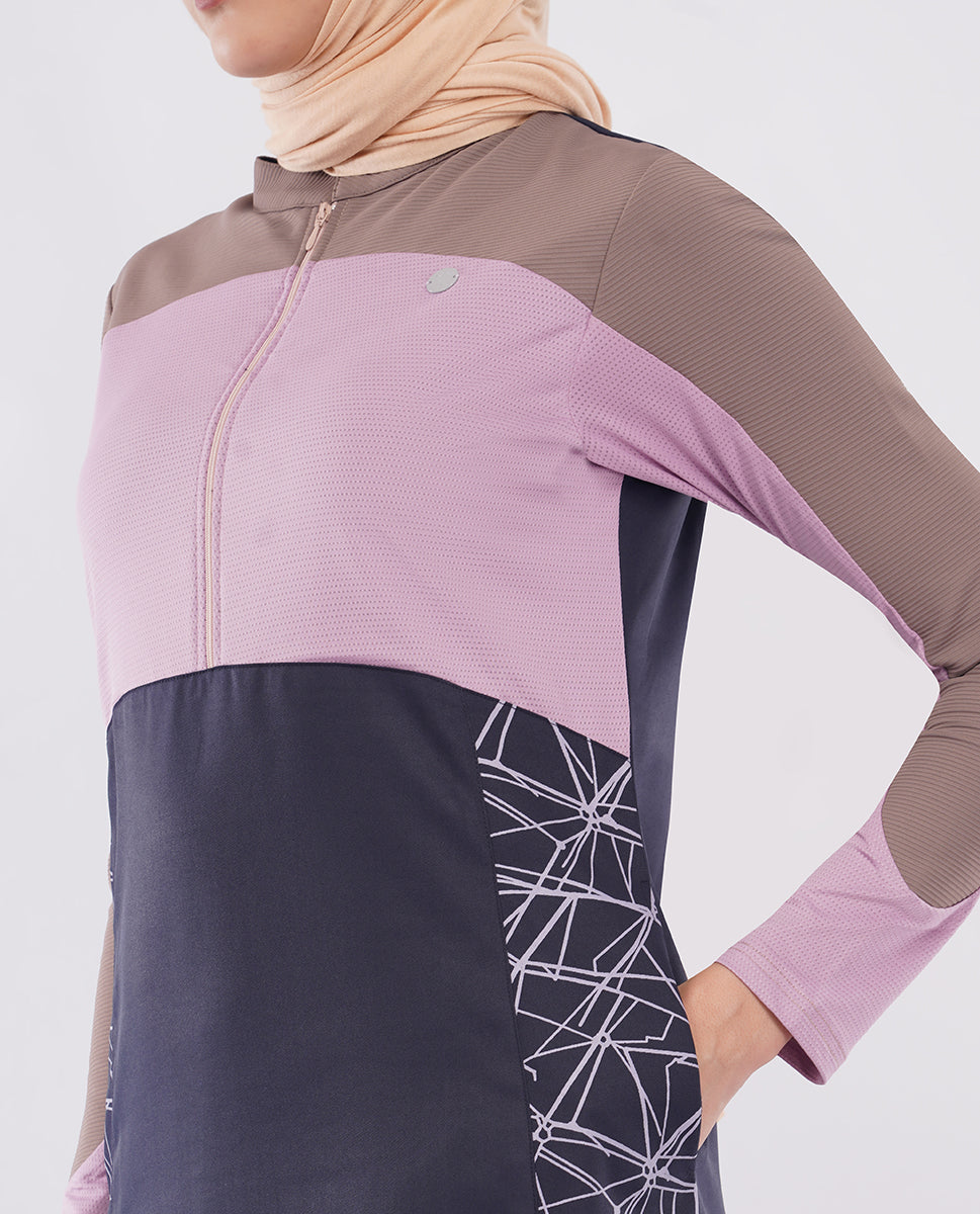 Silk Route - Mauve Story Color Contrast Jilbab 0781B