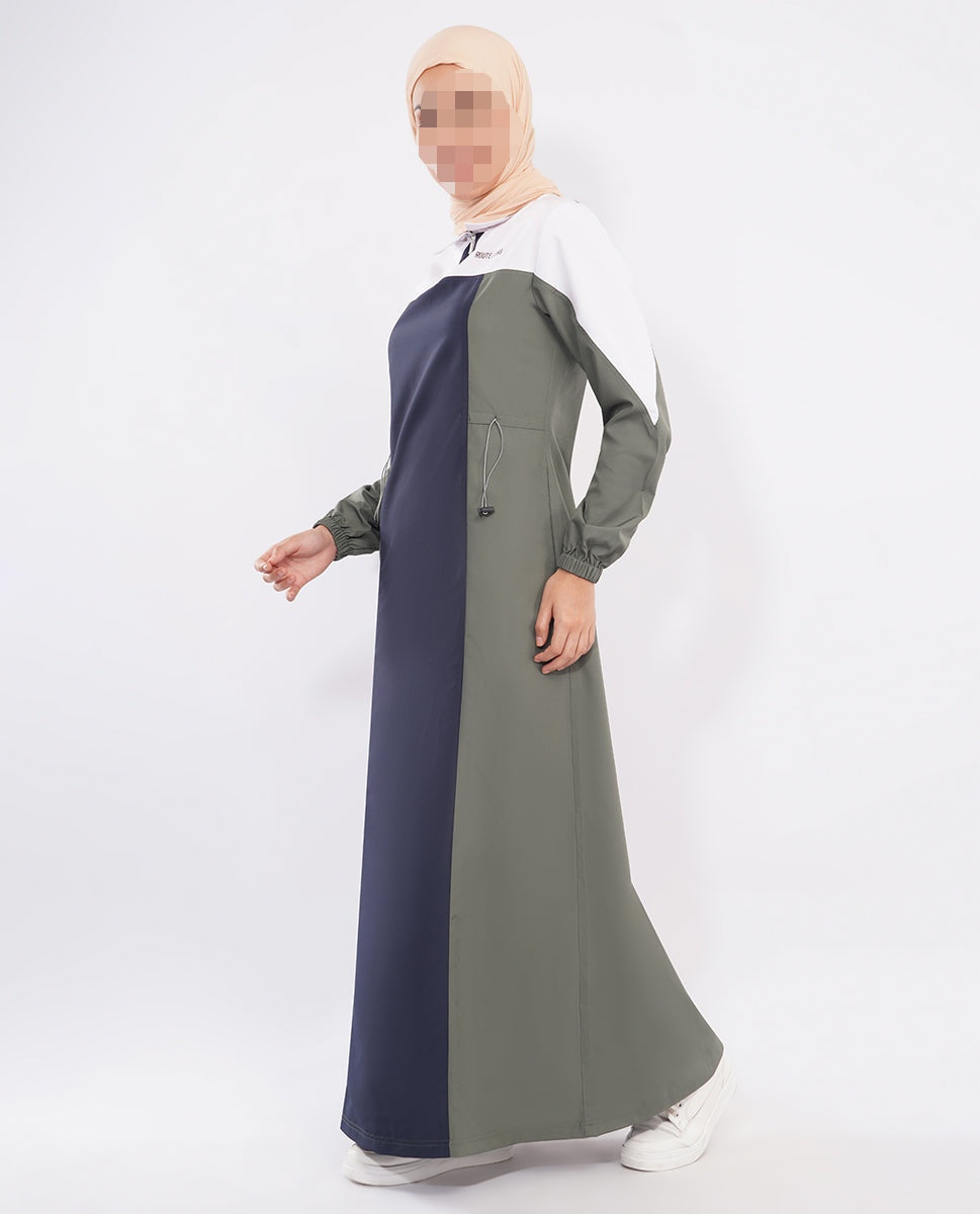 Silk Route - Navy & Grey Toggle Waist Jilbab 0786