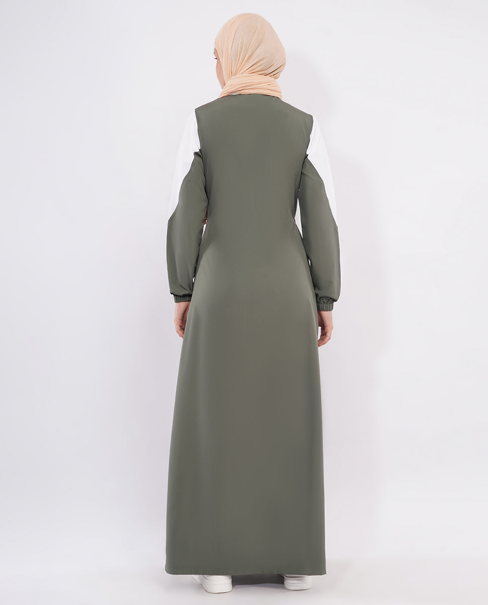 Silk Route - Navy & Grey Toggle Waist Jilbab 0786