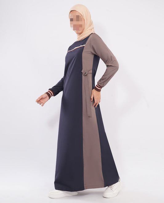 Silk Route - Navy Contrast Rib Detail Jilbab 0788