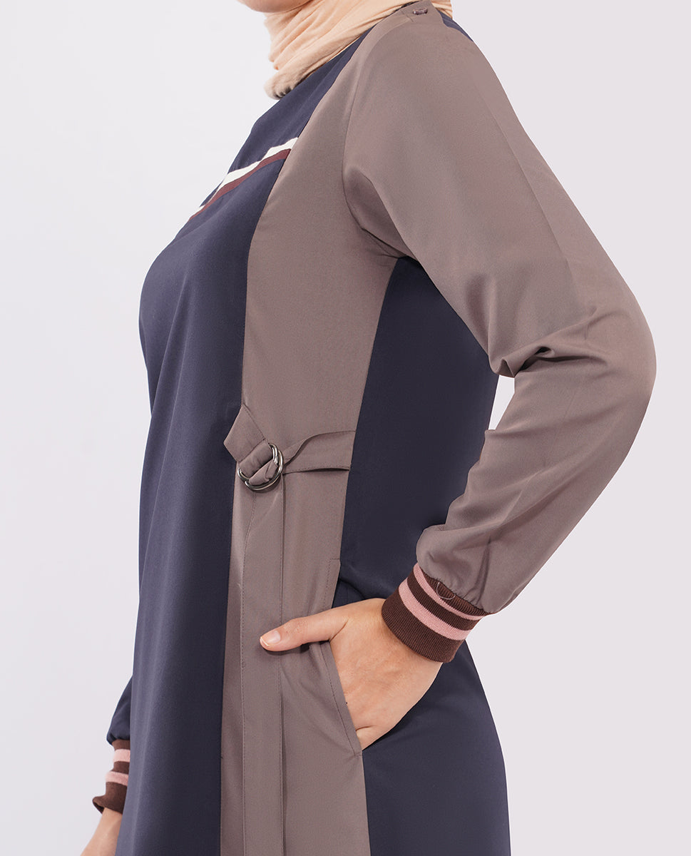 Silk Route - Navy Contrast Rib Detail Jilbab 0788