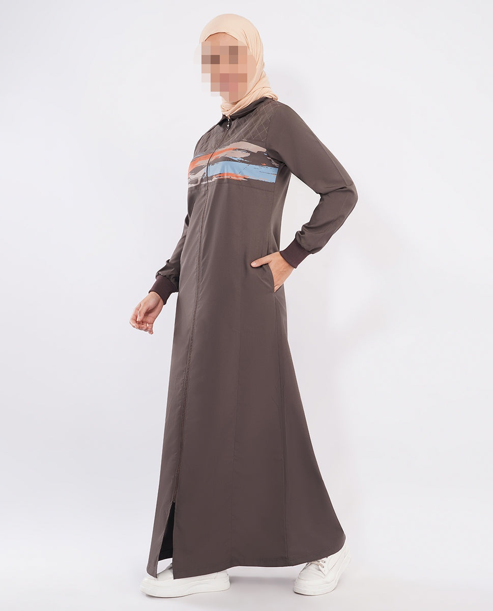 Silk Route - Abstract Edge Full Front Open Jilbab 0776