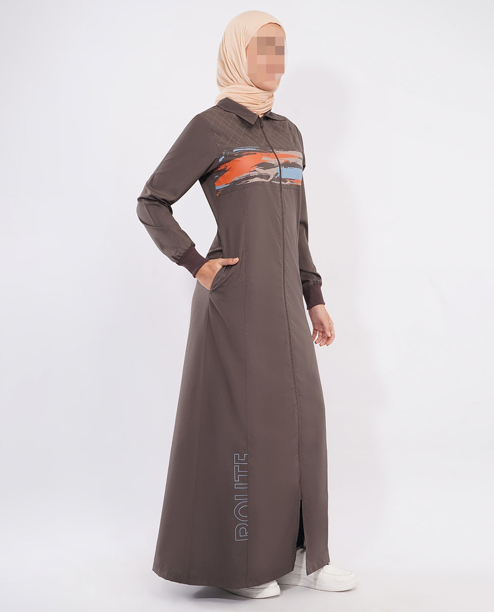 Silk Route - Abstract Edge Full Front Open Jilbab 0776