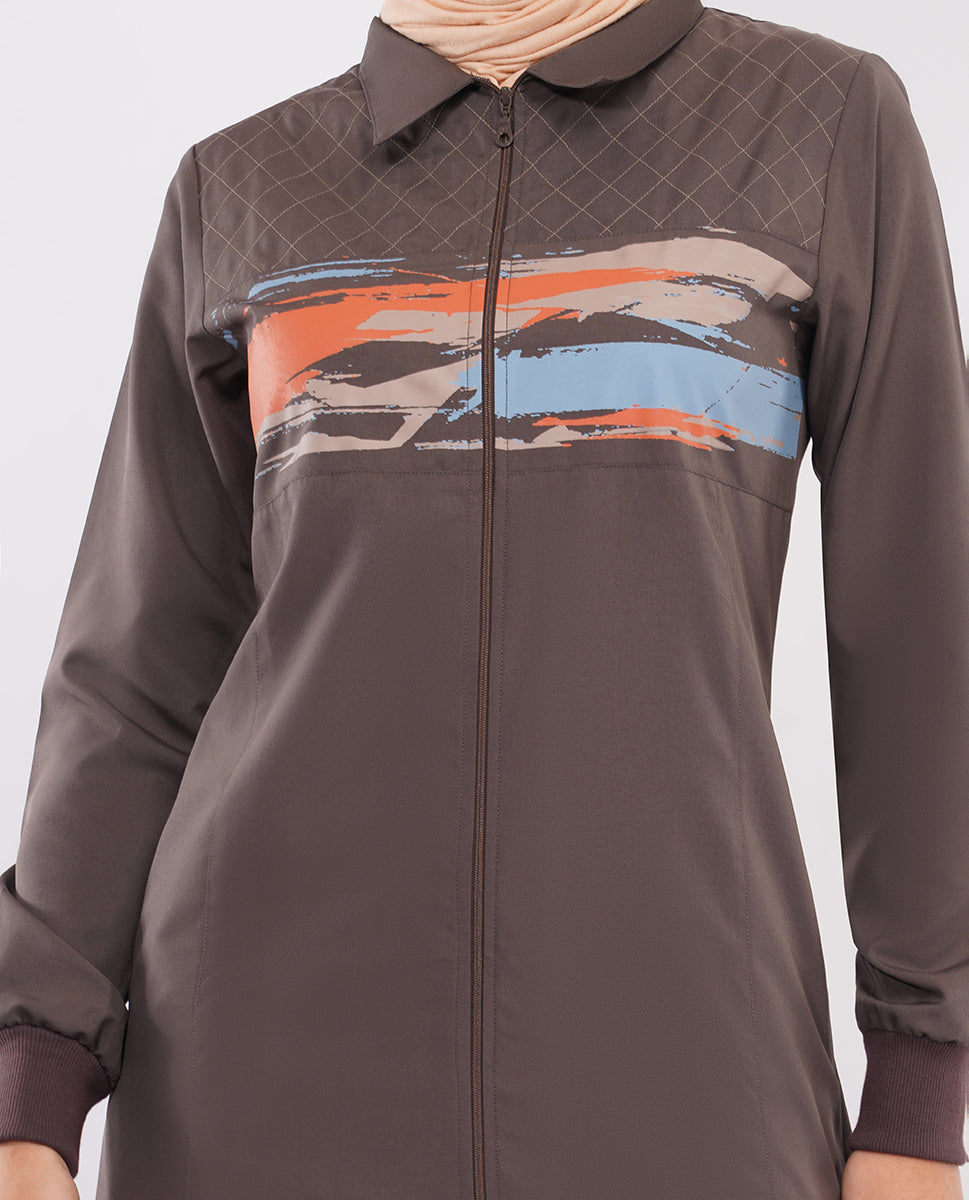 Silk Route - Abstract Edge Full Front Open Jilbab 0776