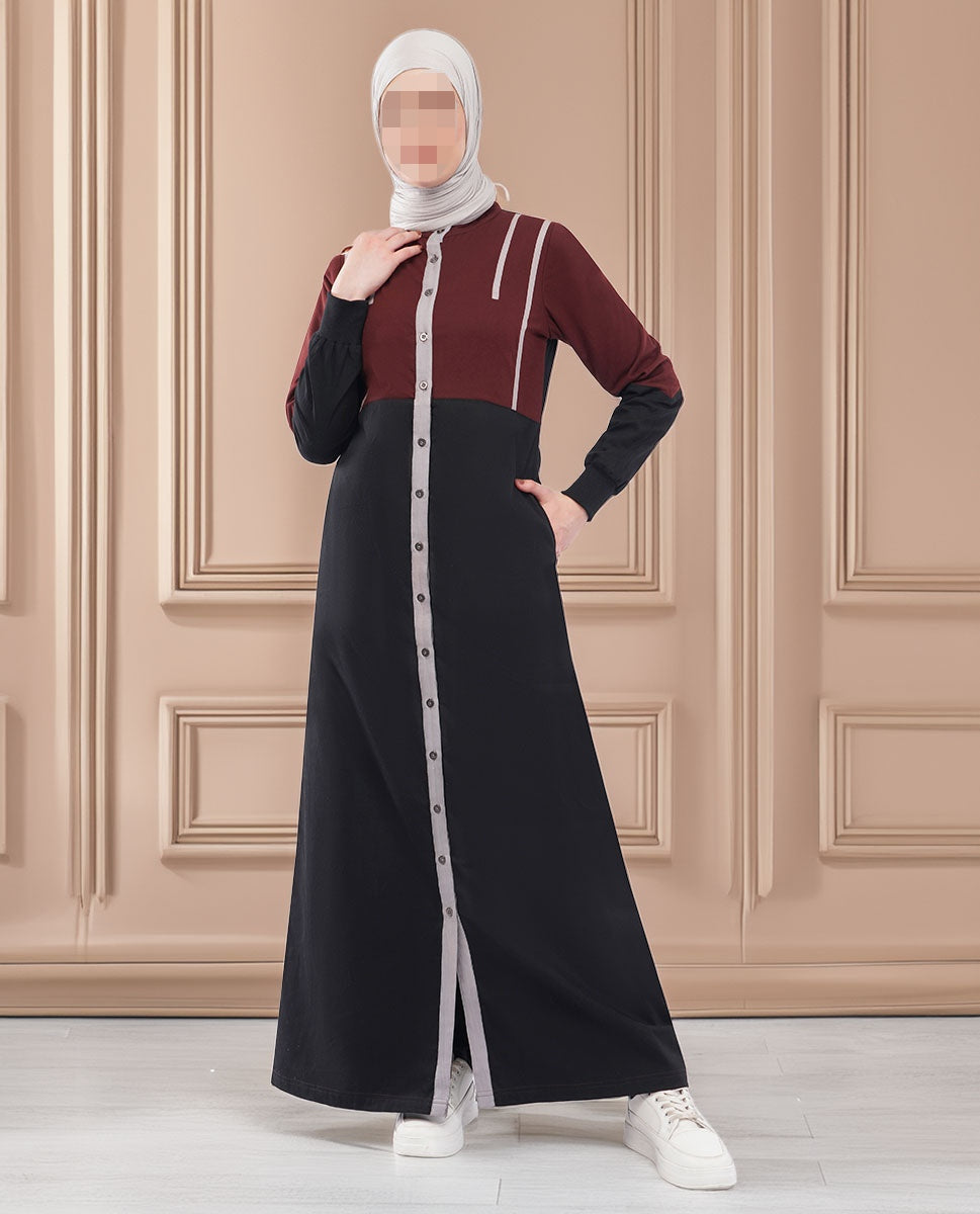 Silk Route - Contrast Edge Full Front Open Jilbab 0429