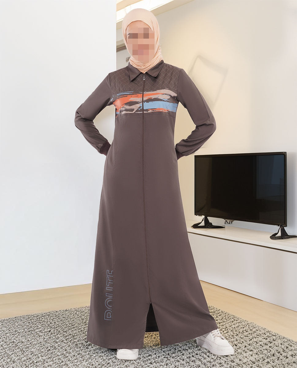 Silk Route - Abstract Edge Full Front Open Jilbab 0776