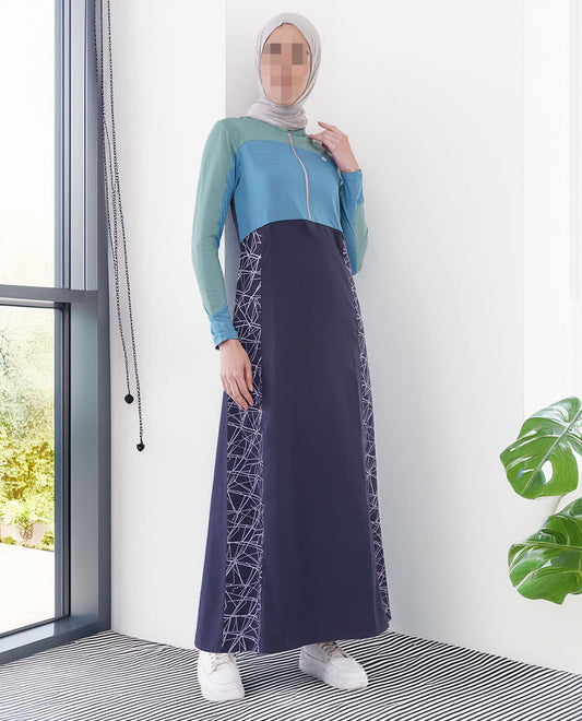 Silk Route - Oceanic Breeze Color Contrast Jilbab 0781A