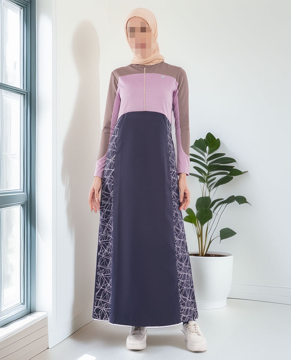 Silk Route - Mauve Story Color Contrast Jilbab 0781B