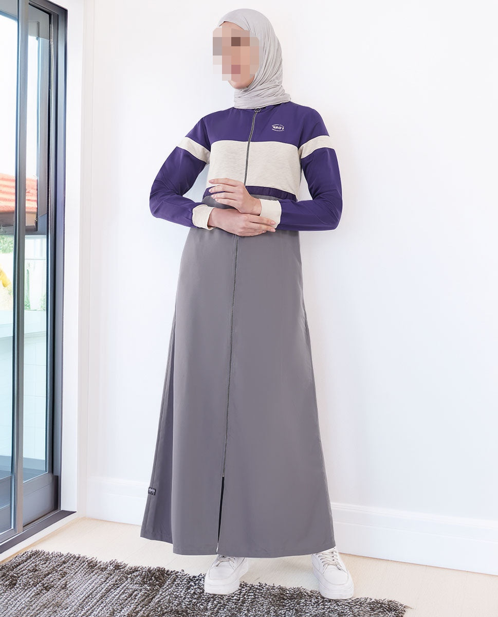 Silk Route - Urban Flow Grey and Plum Blue jilbab 0782