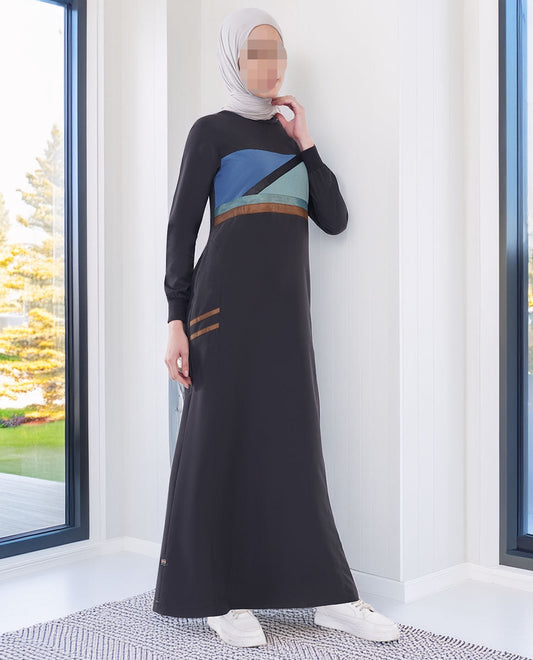 Silk Route - Urban Noir Contrast Panel Jilbab 0789