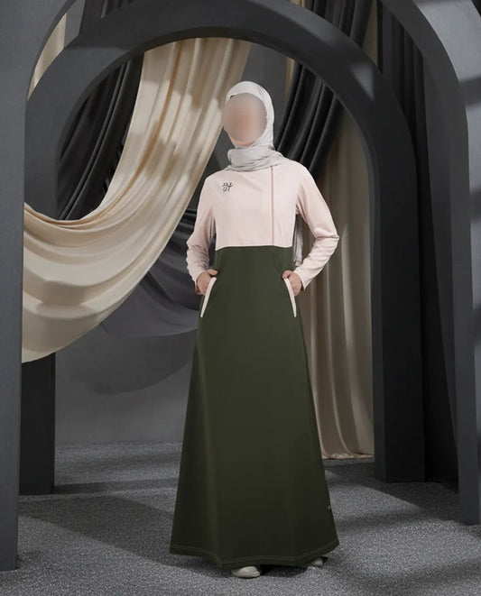 Silk Route - Olive And Blush Urban Jilbab 0768